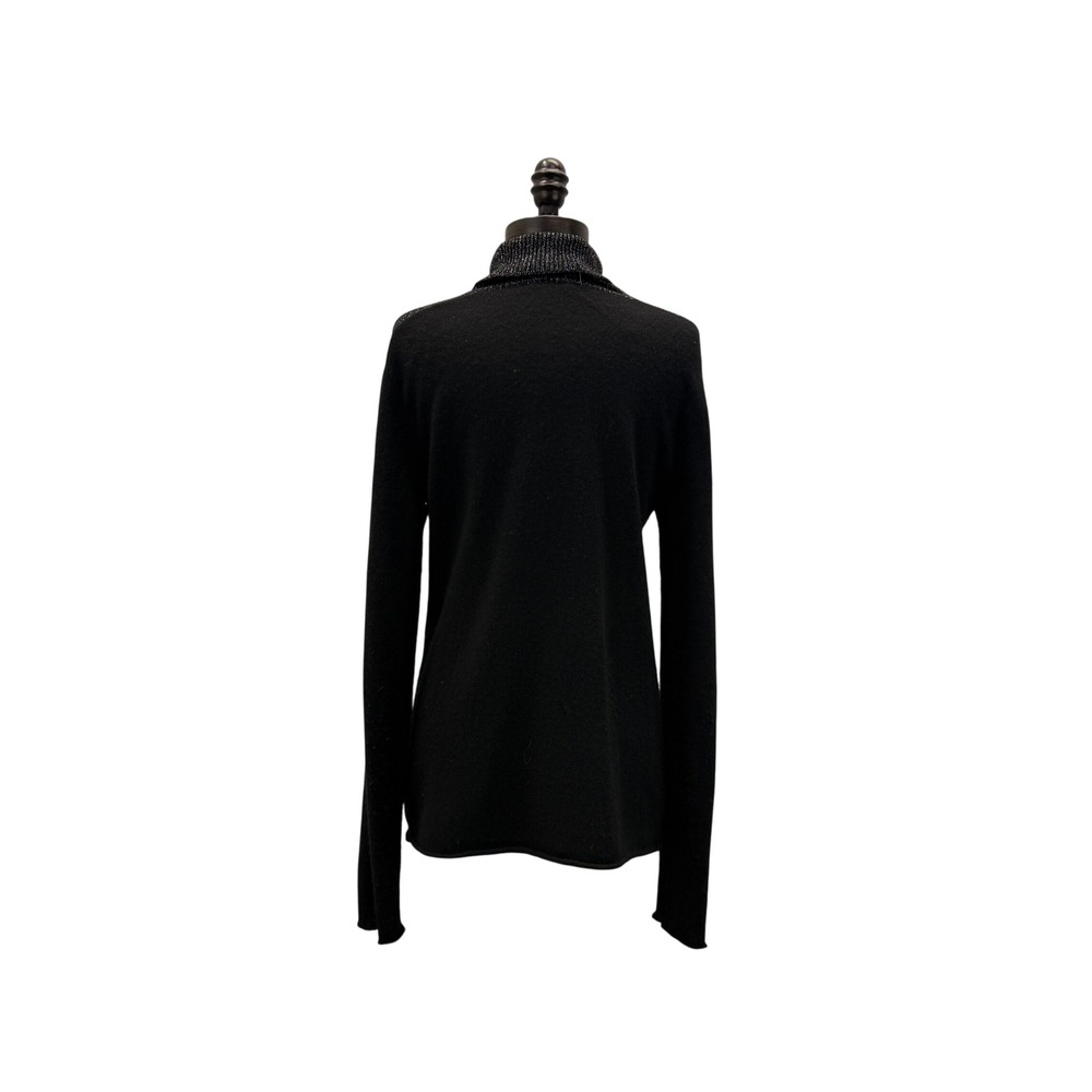 ATM Turtleneck Sweater Women's Size S Black Good Cashmere Metallic Trim